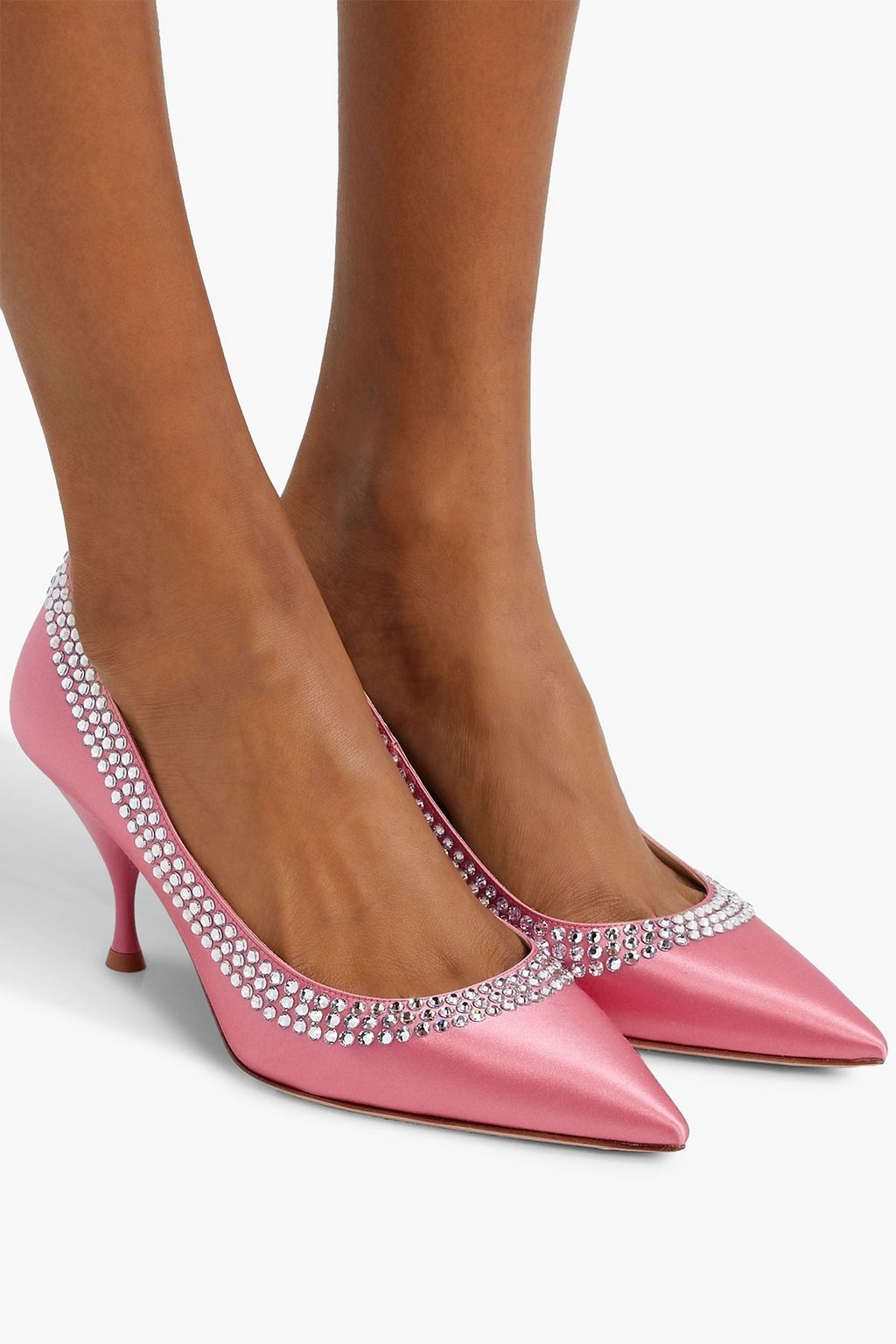 MIU MIU Crystal-embellished satin pumps