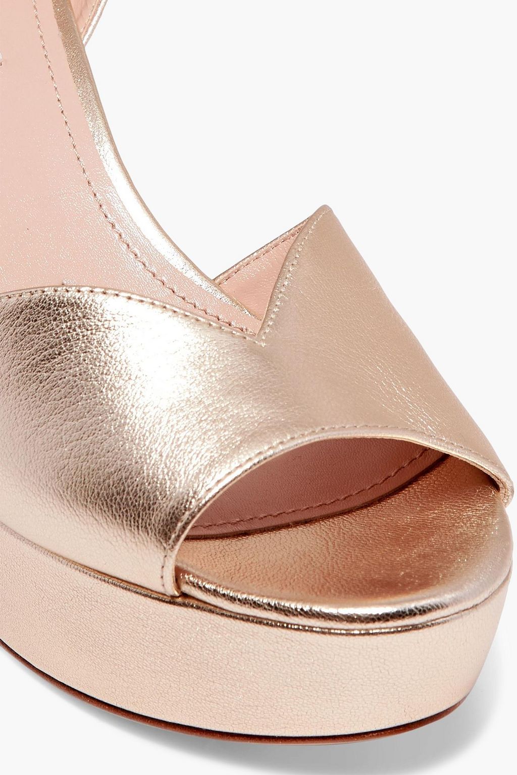 MIU MIU Plateausandalen aus Metallic-Leder