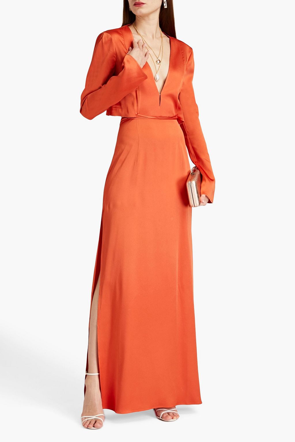 GALVAN LONDON Lido cutout satincrepe maxi dress THE