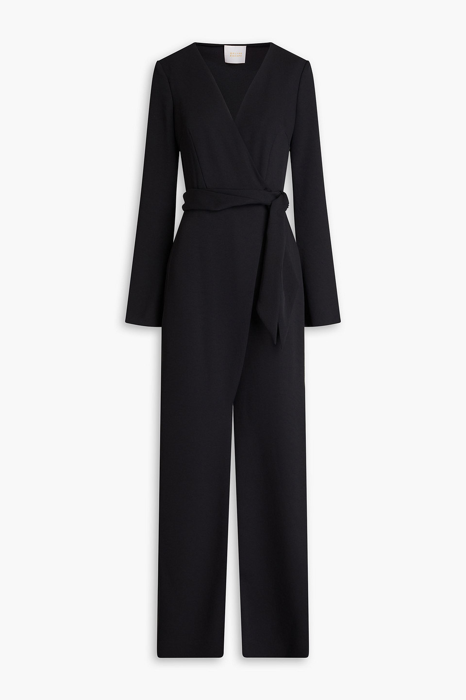Galvan Dobby Wrap-effect Textured-crepe Jumpsuit In Black