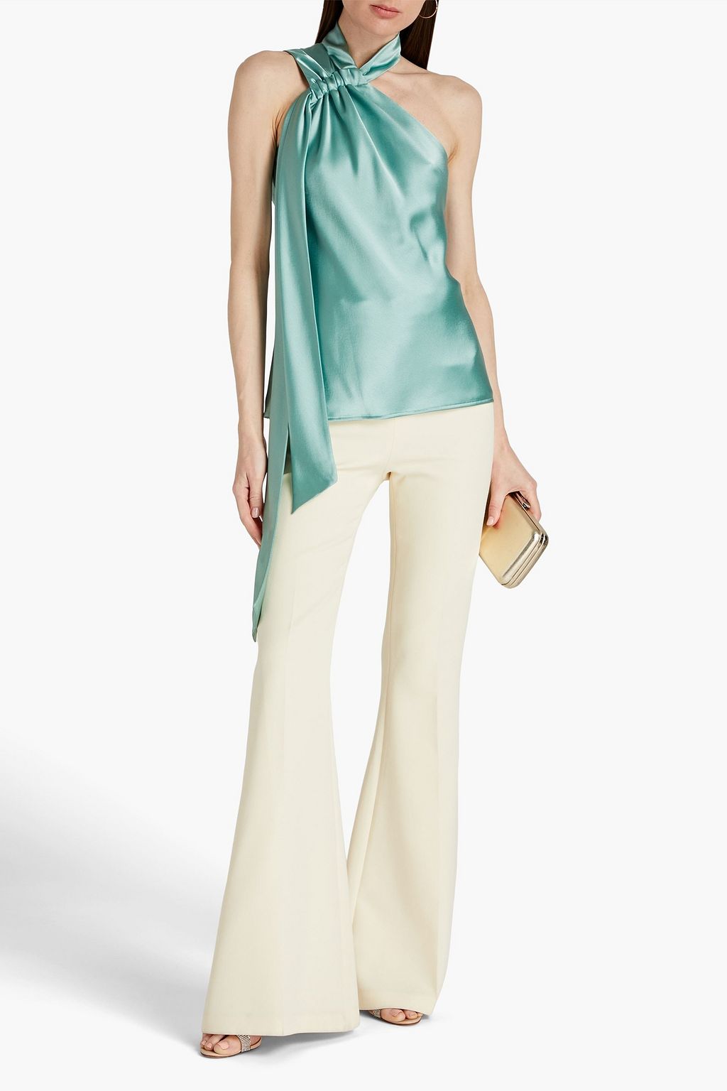 GALVAN LONDON Penelope oneshoulder draped satin top THE