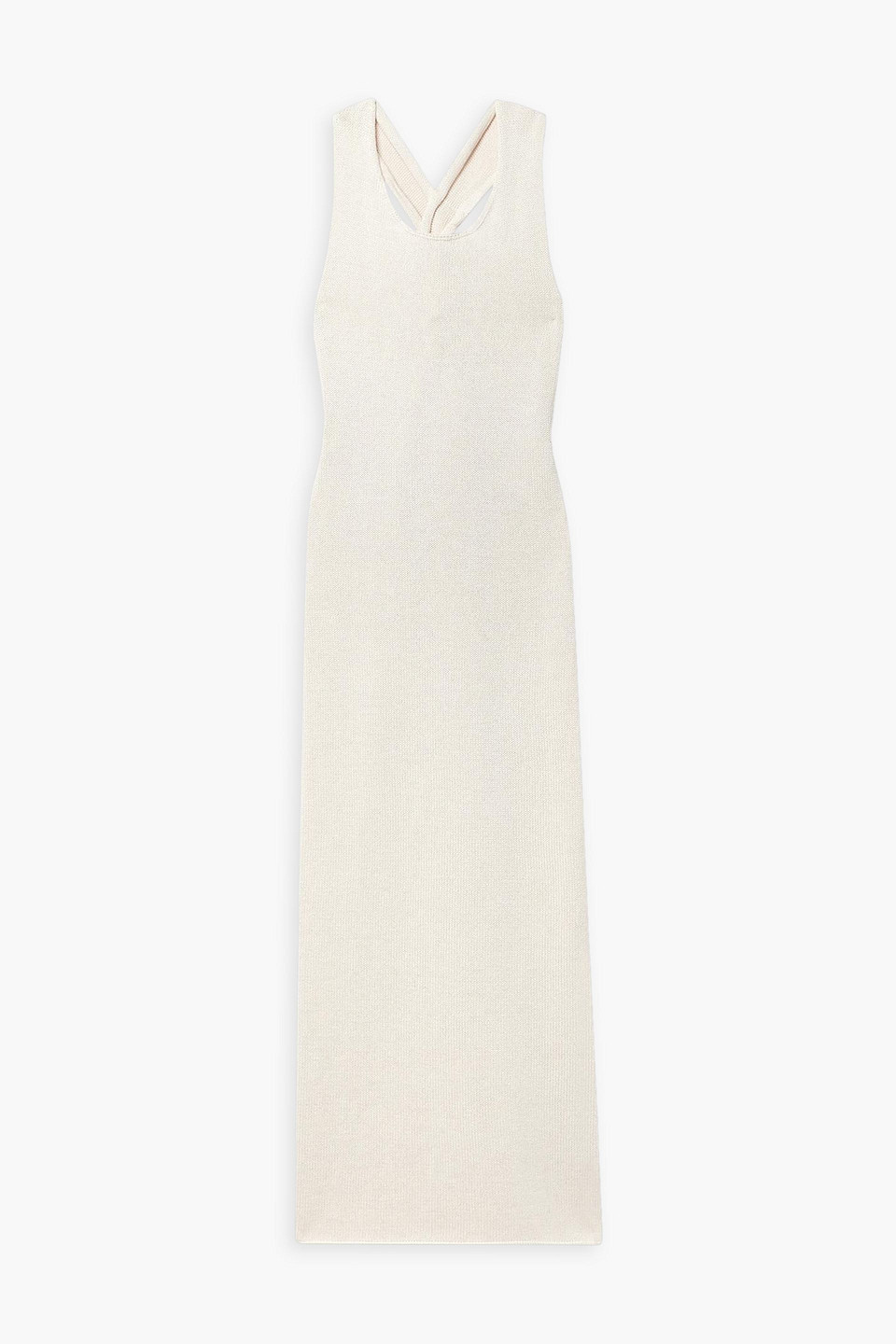 Twist-back Cotton-blend Maxi Dress In Neutral
