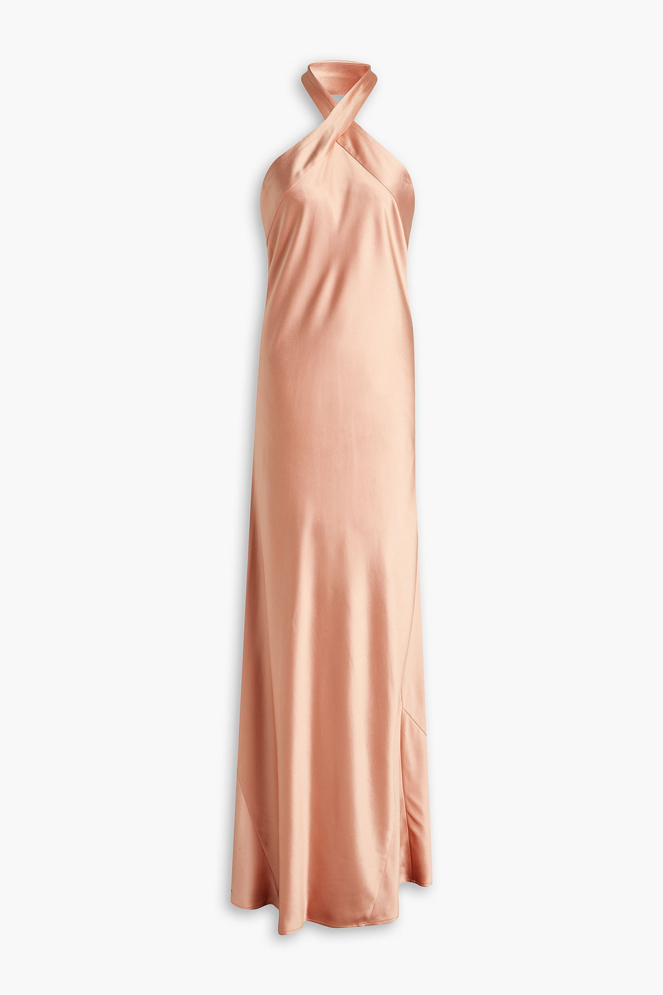 Galvan Eve Silk-satin Halterneck Gown In Pink