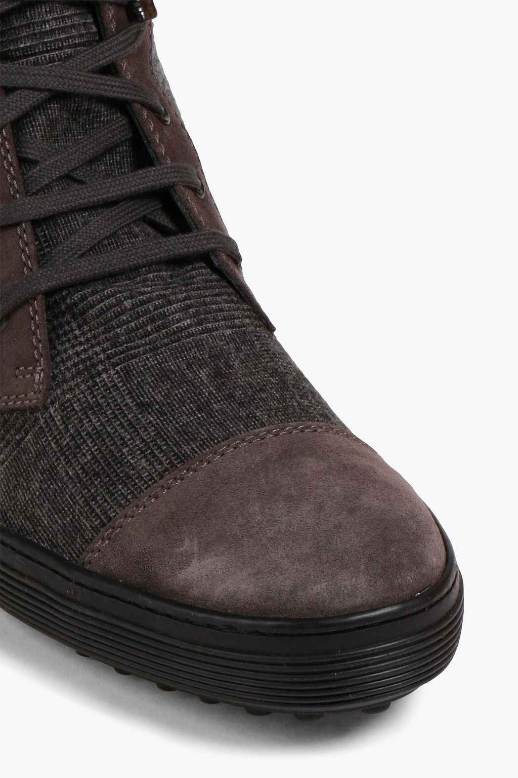 TOD'S Suede-trimmed Prince of Wales checked felt boots