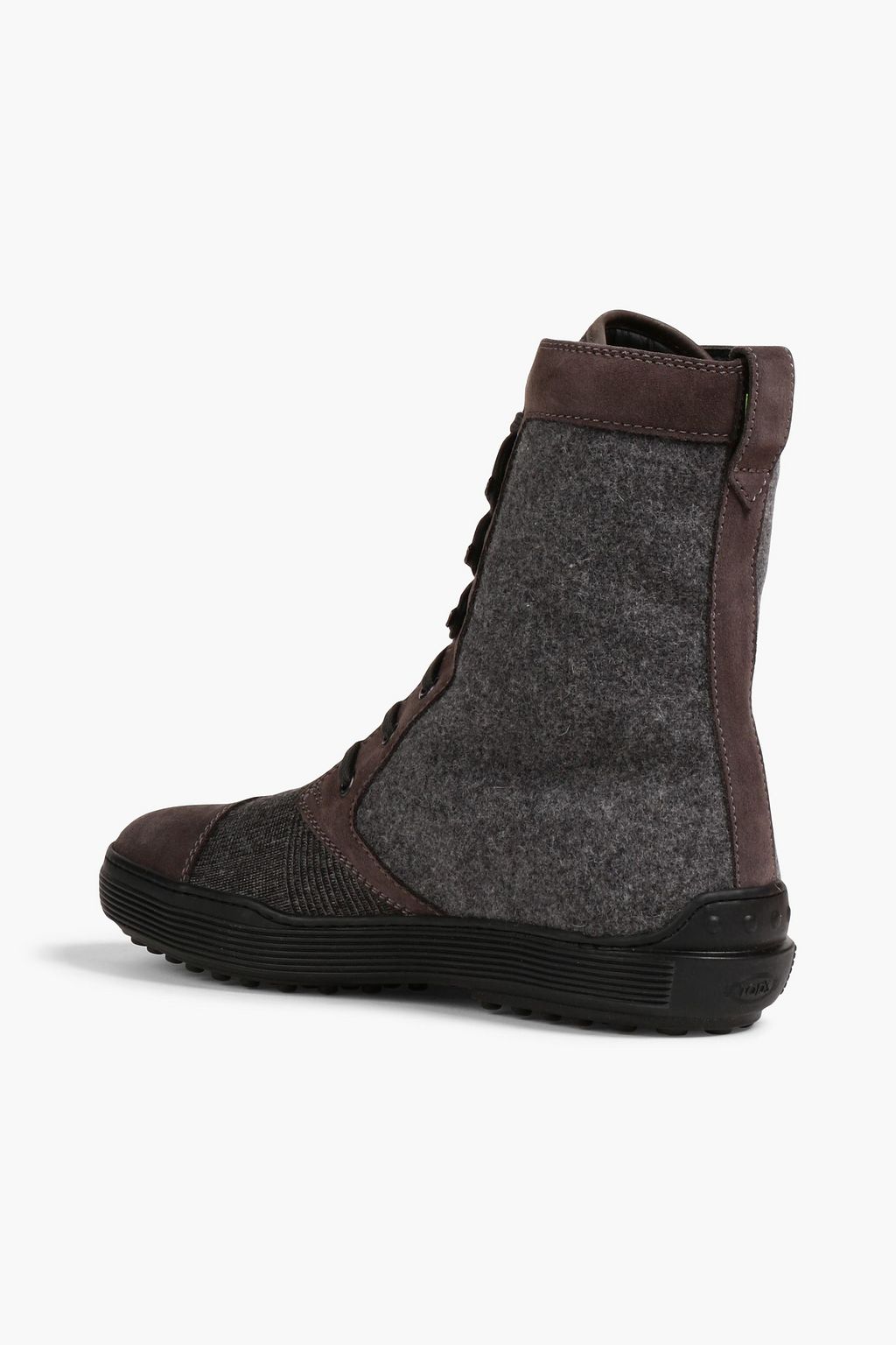 TOD'S Suede-trimmed Prince of Wales checked felt boots