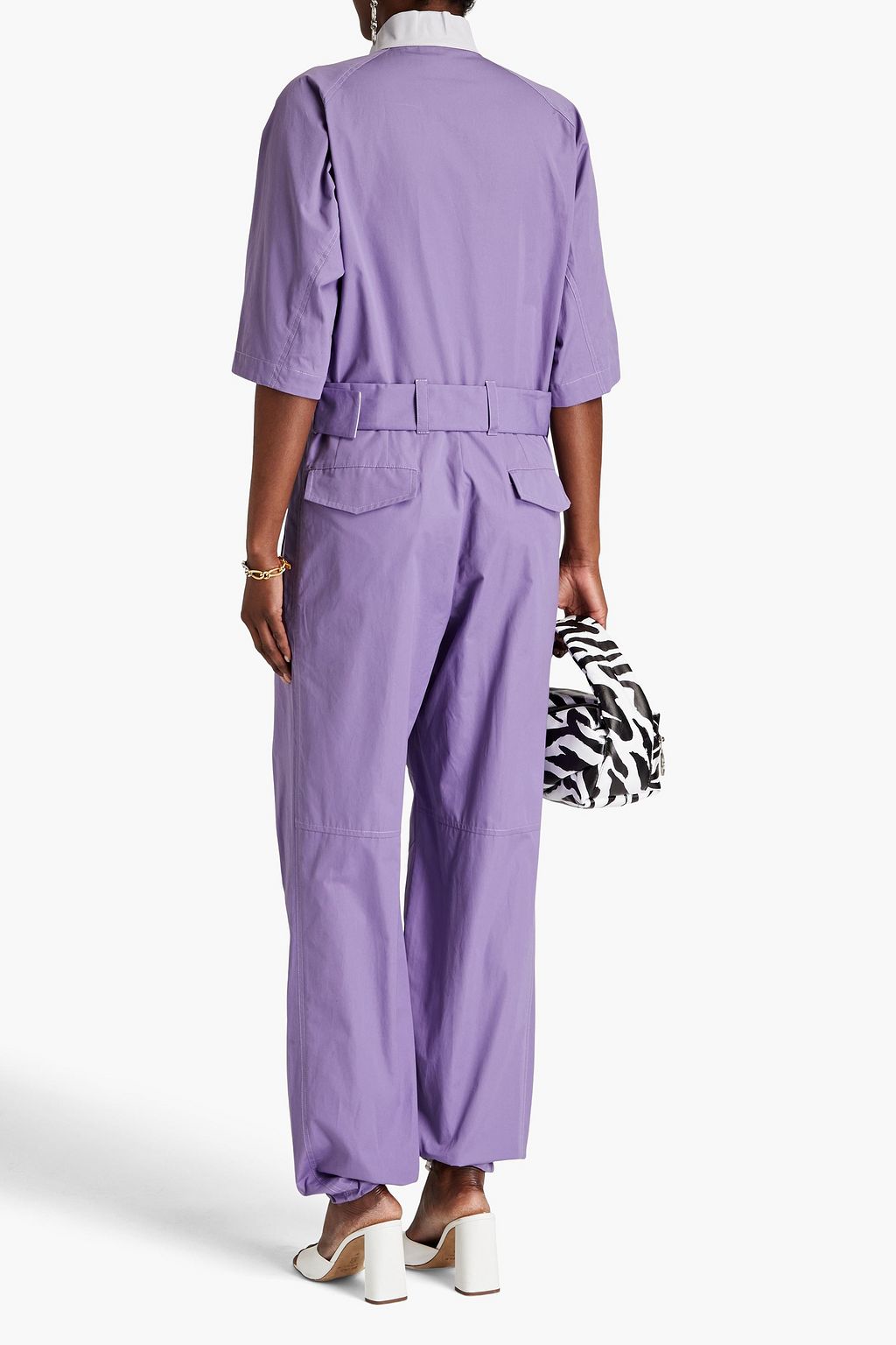 FERRAGAMO Belted cotton-twill jumpsuit