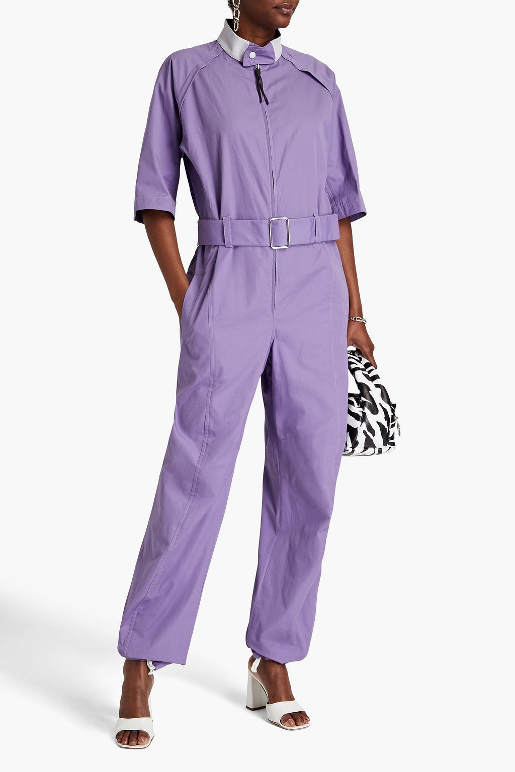 FERRAGAMO Belted cotton-twill jumpsuit