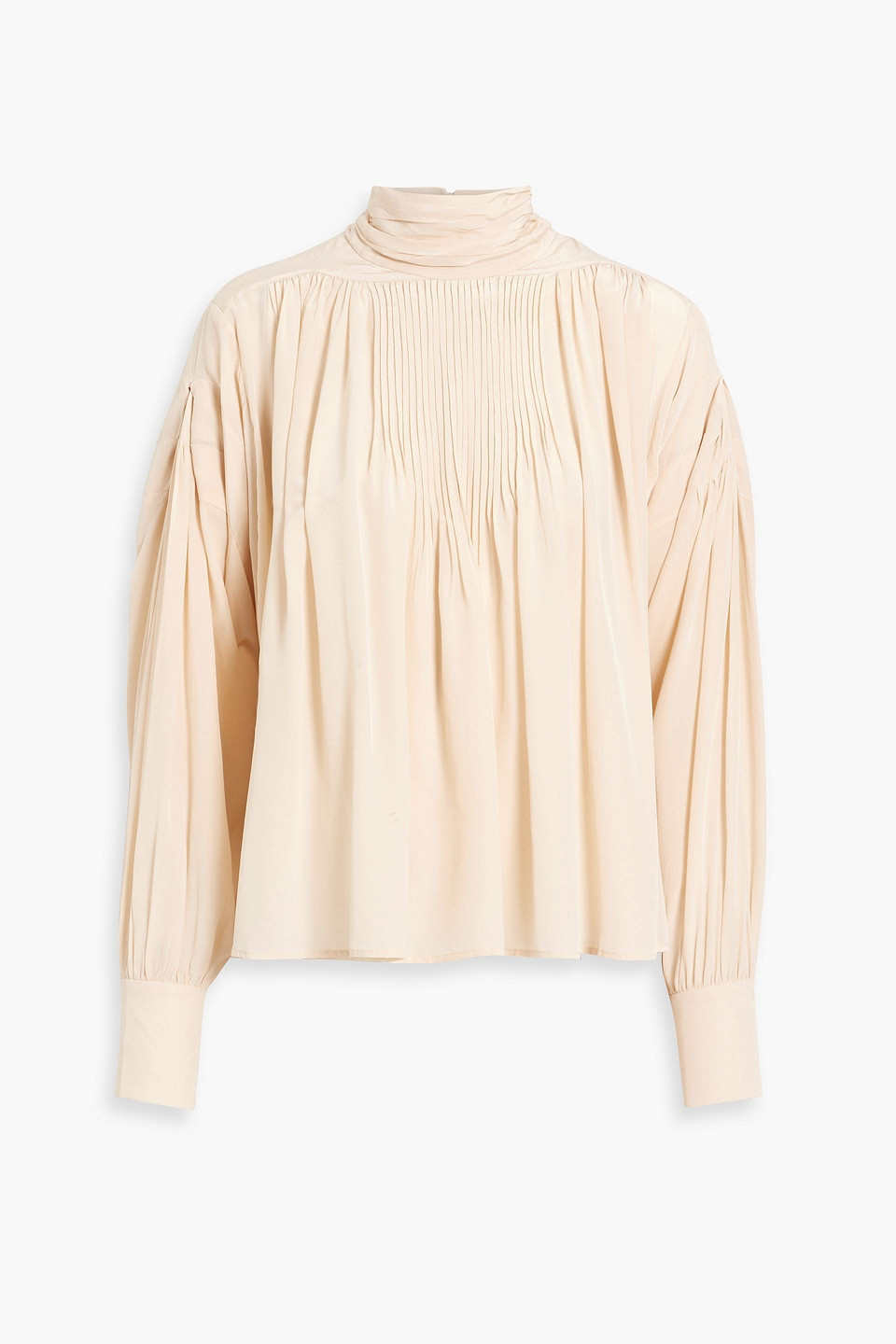 Isabel Marant Cecilie Pintucked Silk-crepe Blouse In Pink