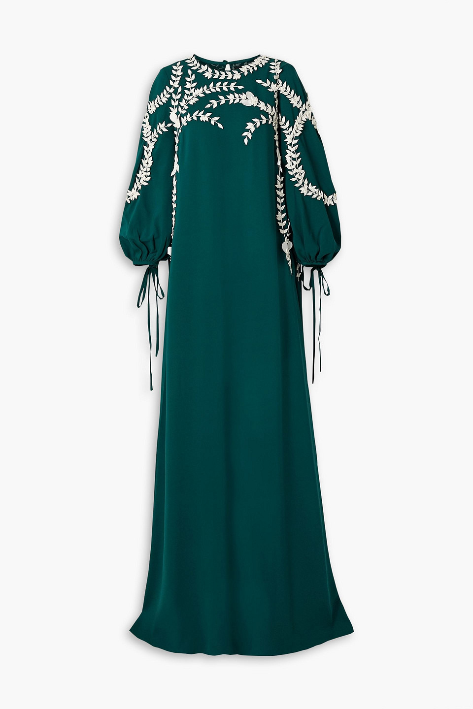 Oscar De La Renta Appliquéd Silk-blend Crepe Gown In Emerald