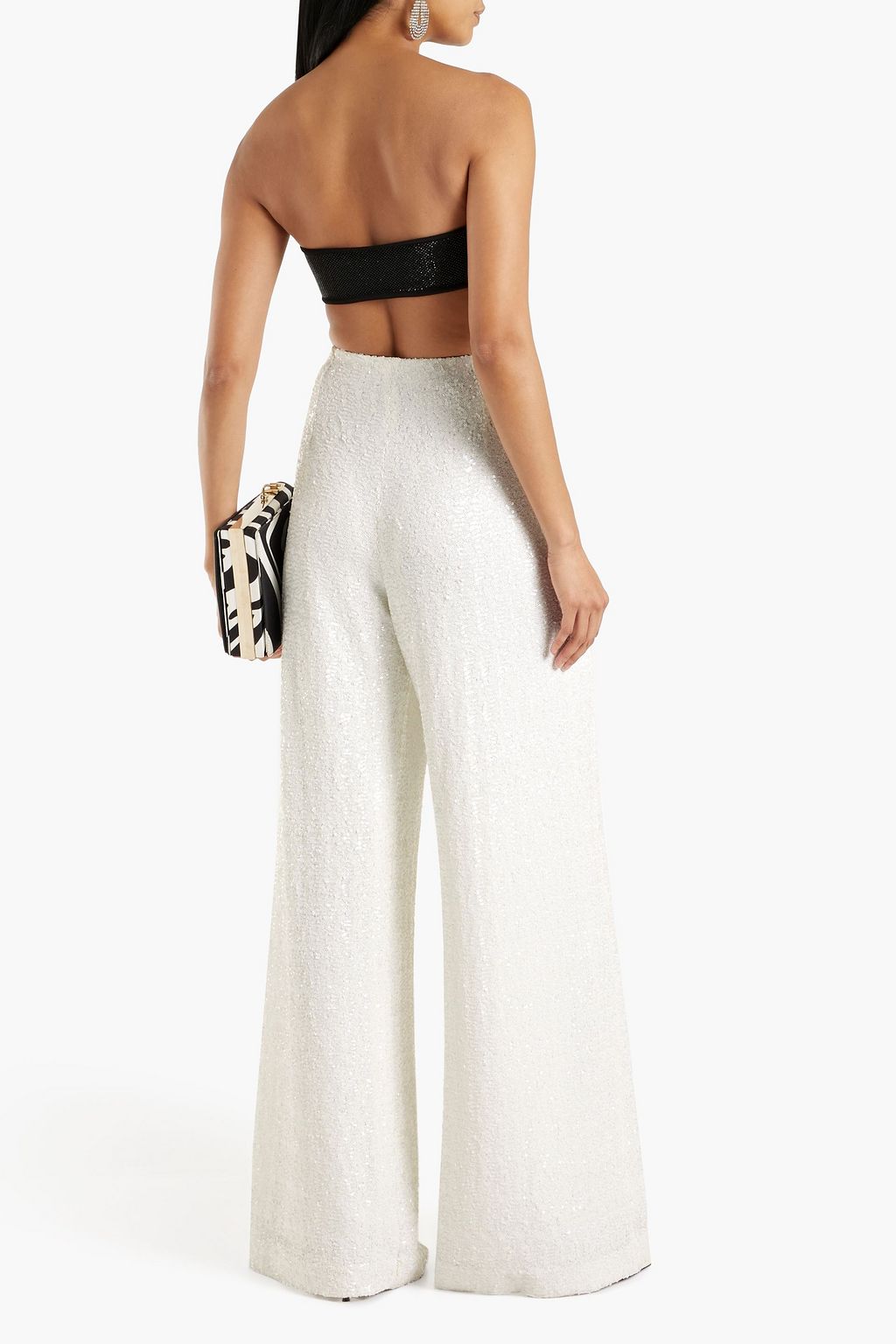 ROLAND MOURET Jervis draped sequined crepe wide-leg pants