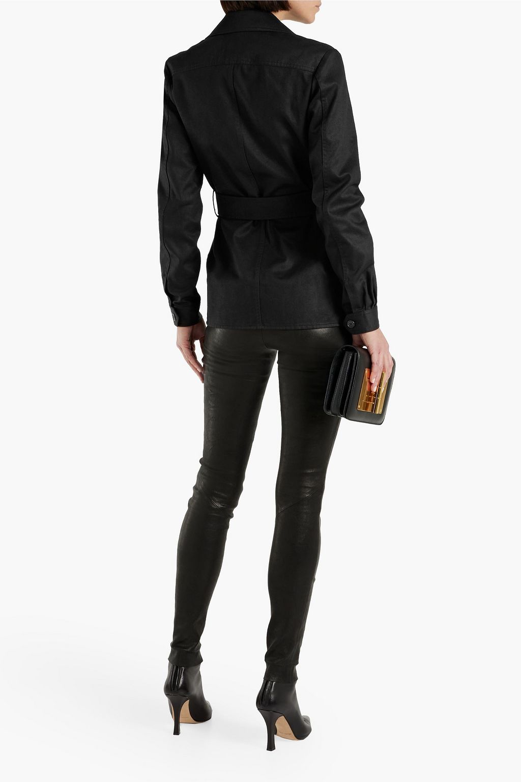 SAINT LAURENT Belted cotton and ramie-blend jacket