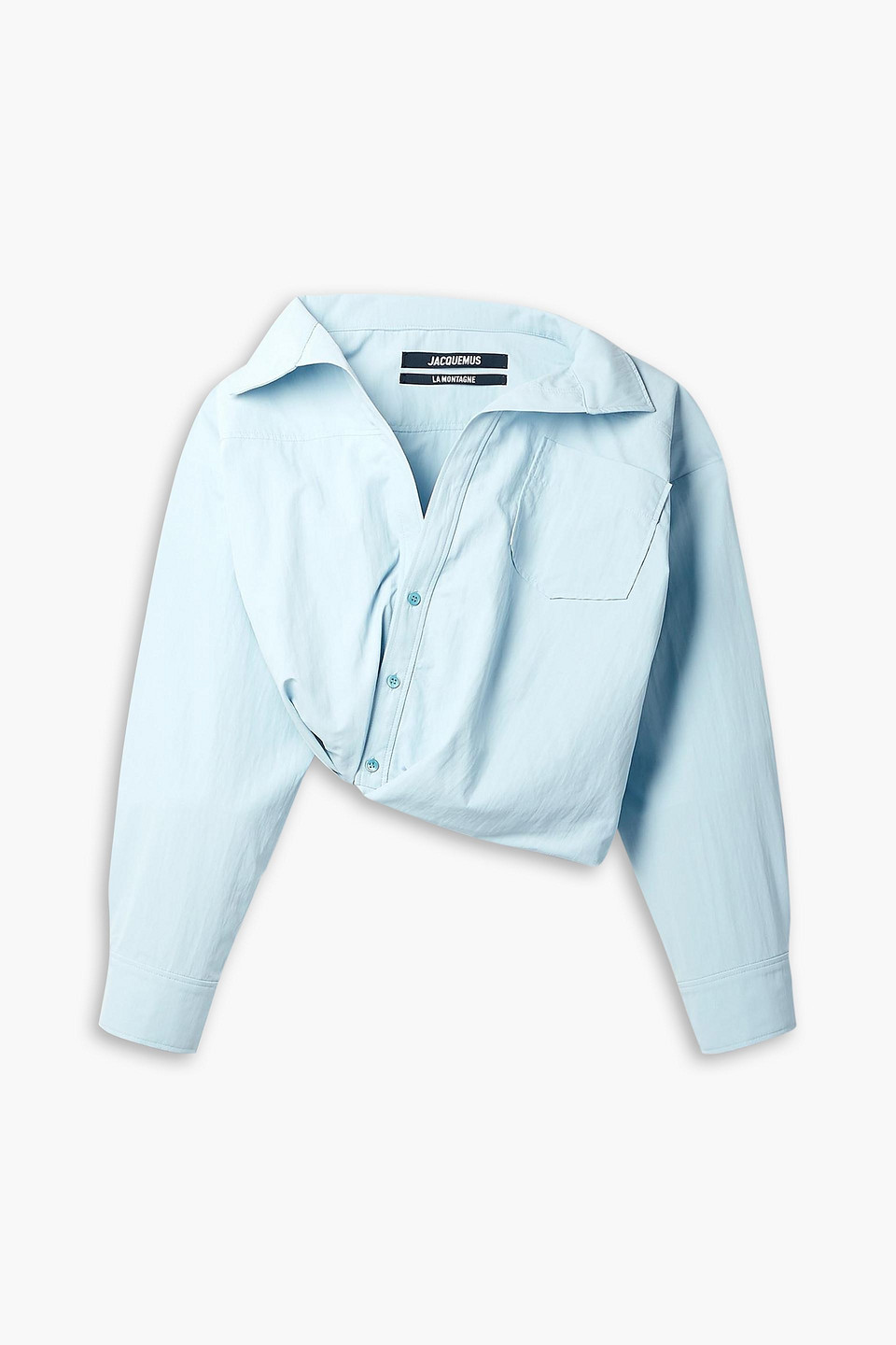 jacquemus - mejean cropped taffeta shirt - blue - fr 40