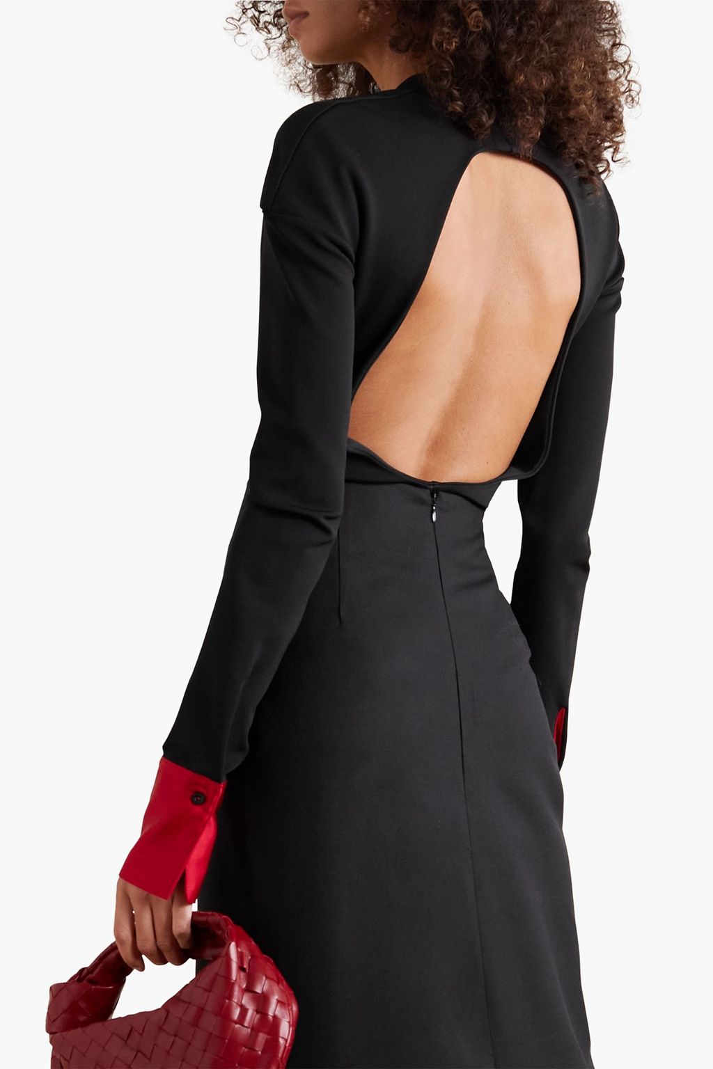 MAXIMILIAN Davis open-back silk satin-trimmed stretch-jersey bodysuit