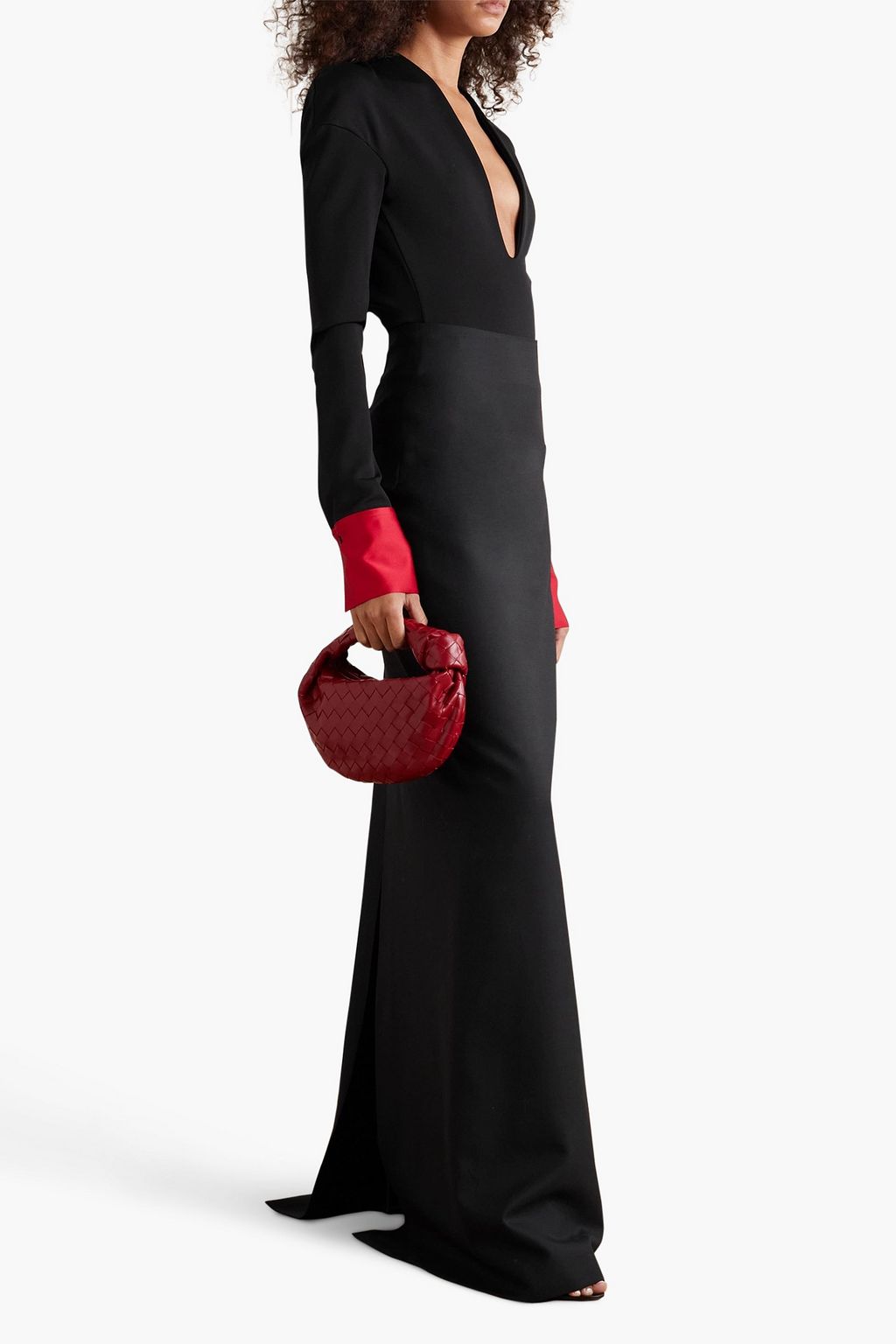 MAXIMILIAN Davis open-back silk satin-trimmed stretch-jersey bodysuit