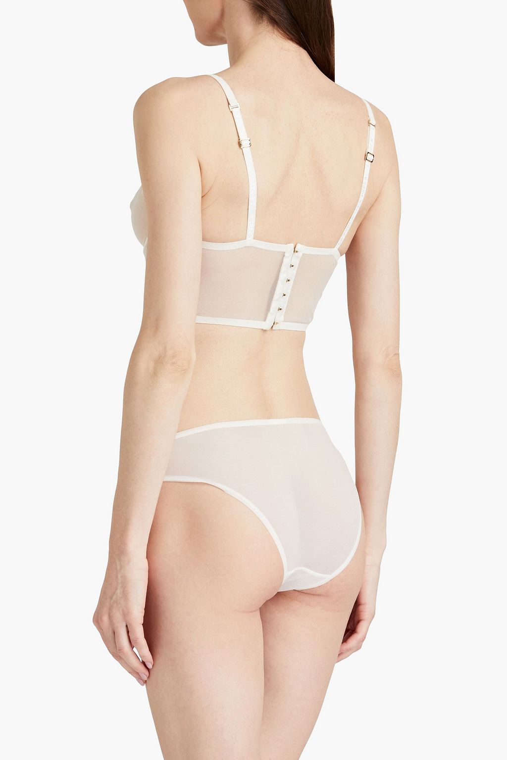 LA PERLA Lace-trimmed stretch-tulle low-rise briefs