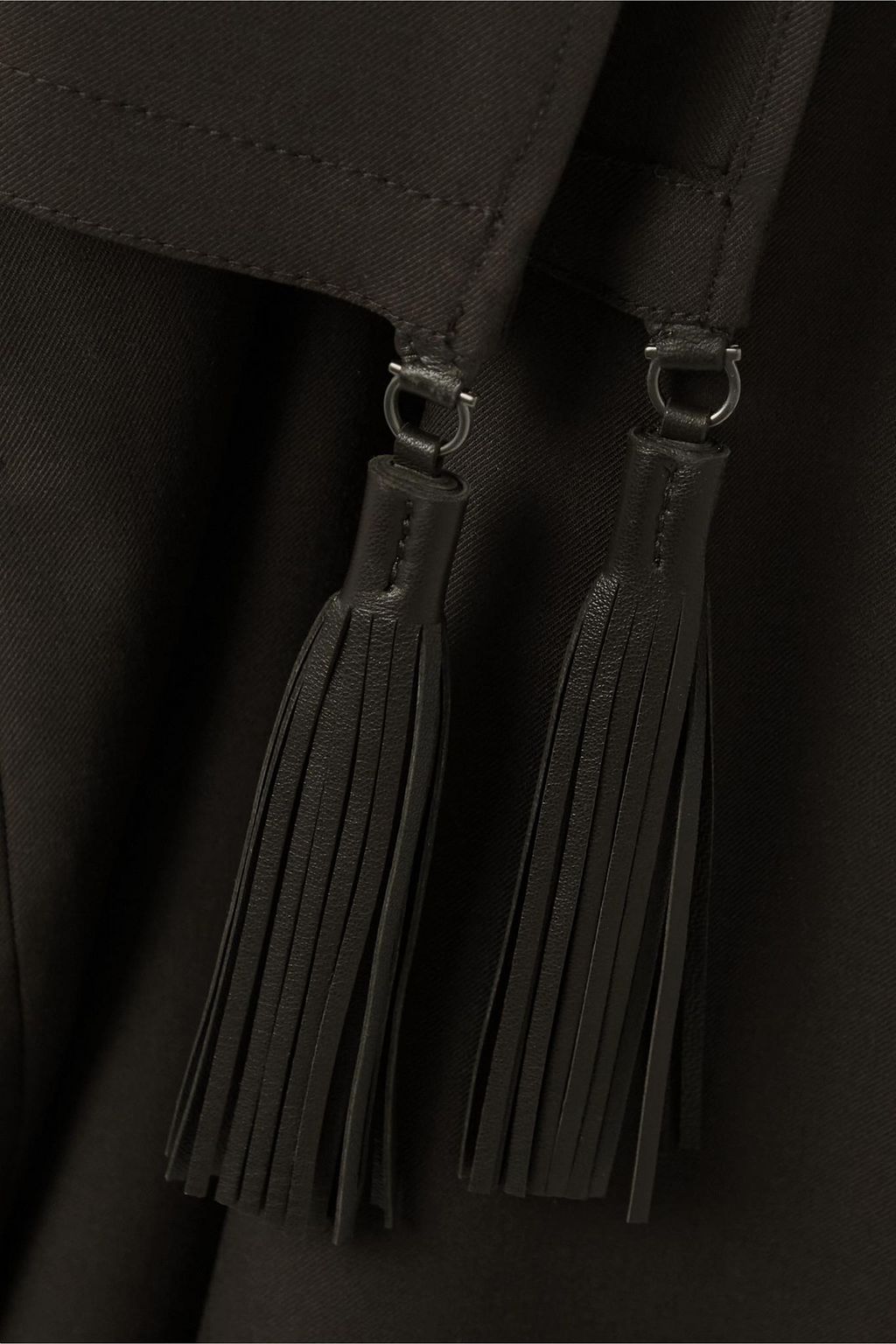 FERRAGAMO Fringed wool-twill halterneck jumpsuit