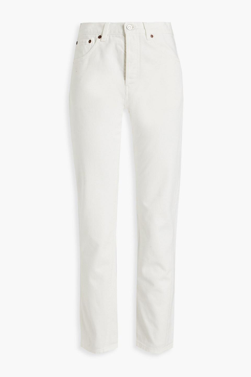 Shop Victoria Beckham Olivia High-rise Slim-leg Jeans In Off-white