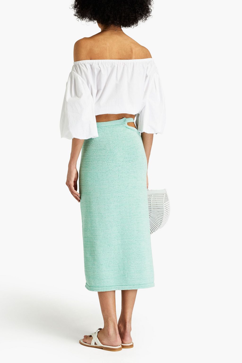 CULT GAIA Cutout cotton-blend midi skirt