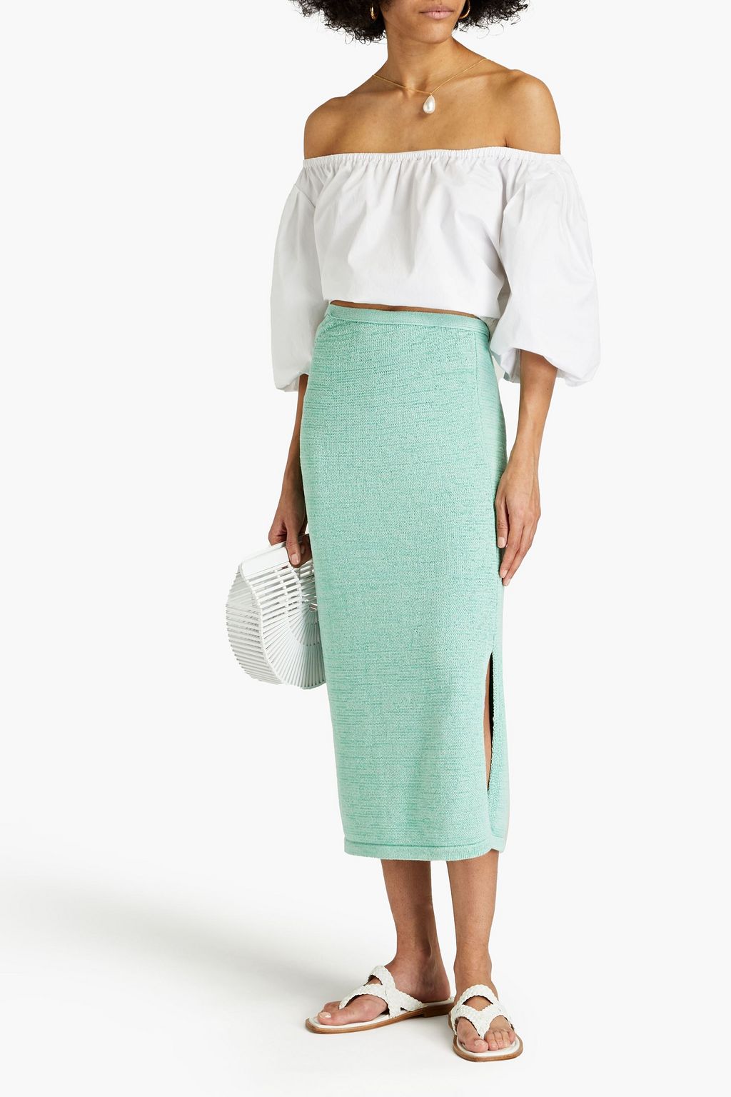 CULT GAIA Cutout cotton-blend midi skirt