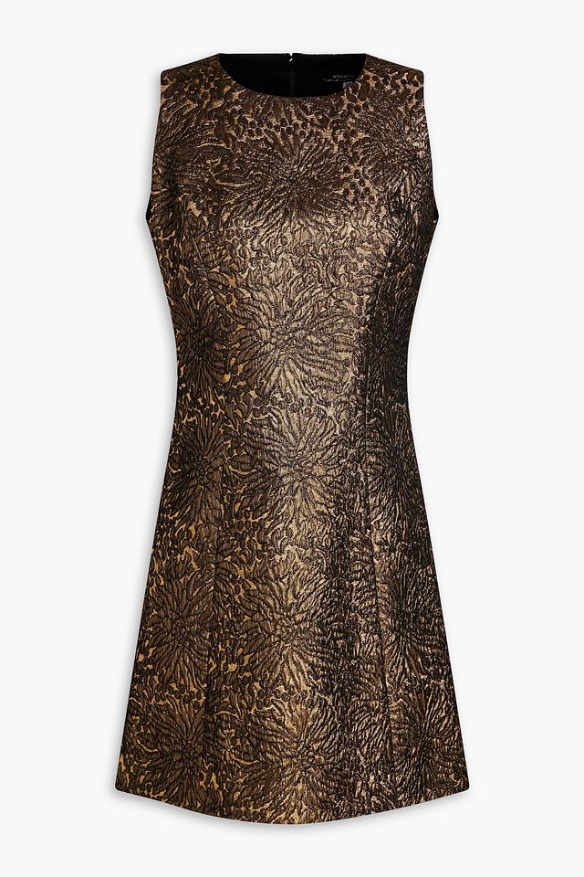 Metallic brocade mini dress