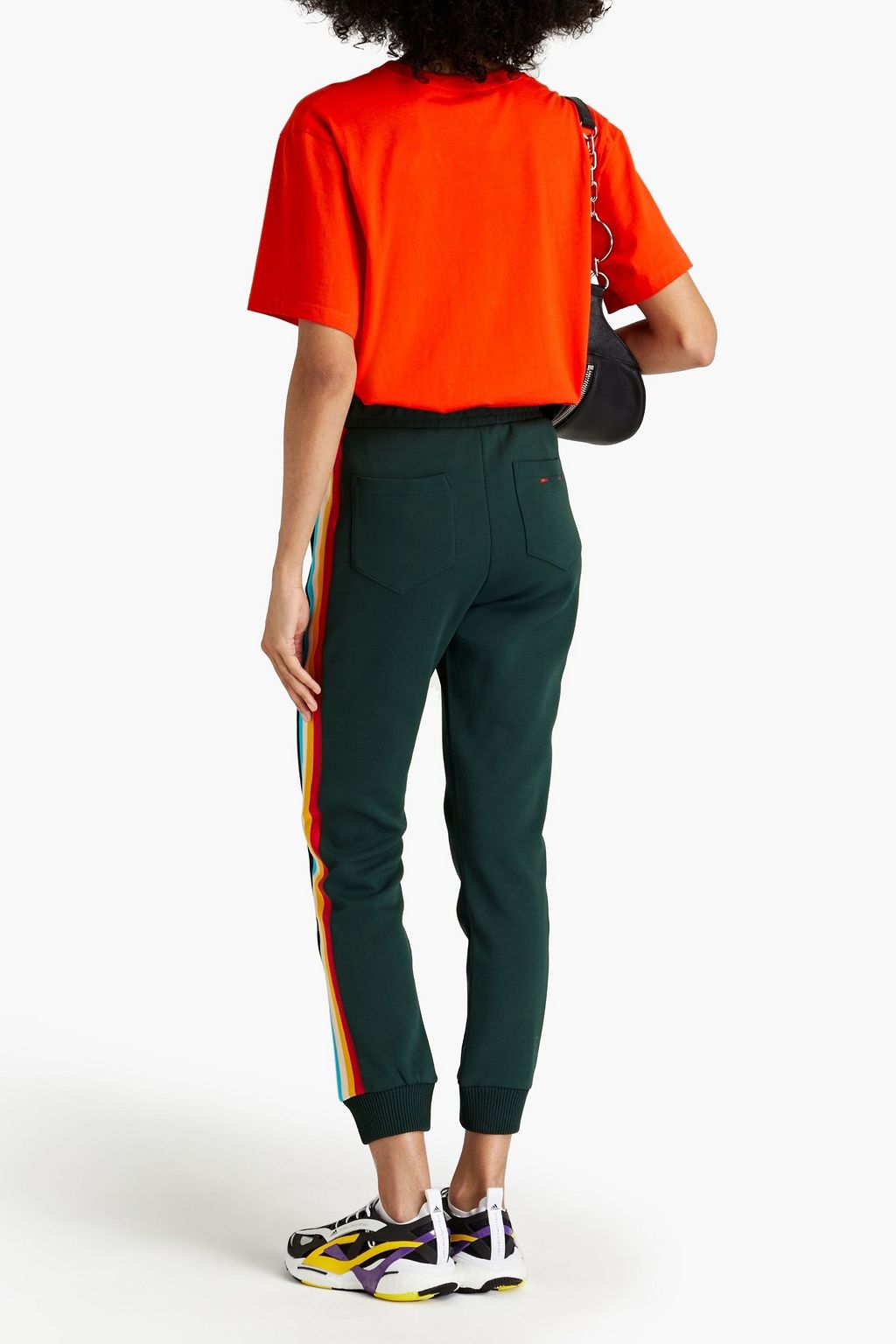 THE UPSIDE Oasis cropped striped organic cotton-blend jersey track pants