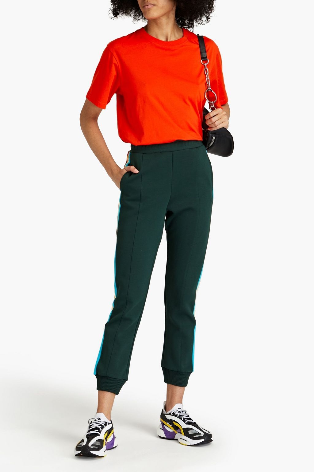 THE UPSIDE Oasis cropped striped organic cotton-blend jersey track pants