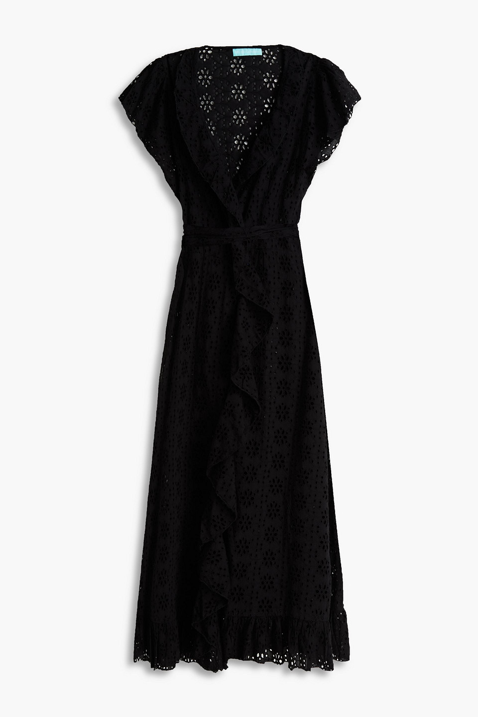 Melissa Odabash Brianna Gathered Broderie Anglaise Cotton Kaftan In Black