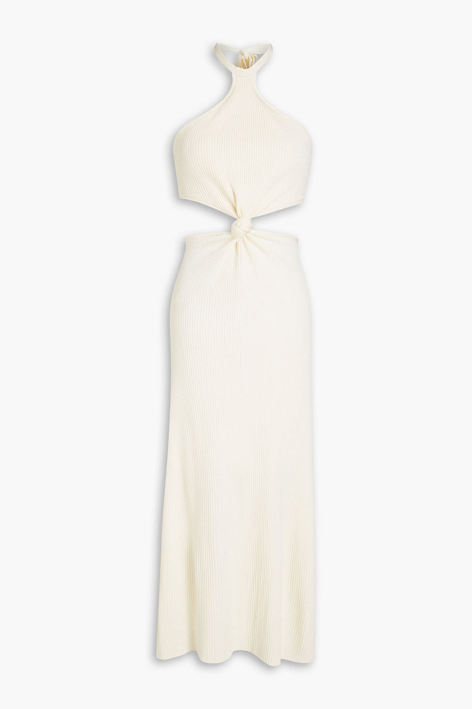 Cult Gaia Cameron Cutout Ribbed-knit Halterneck Midi Dress In Ivory