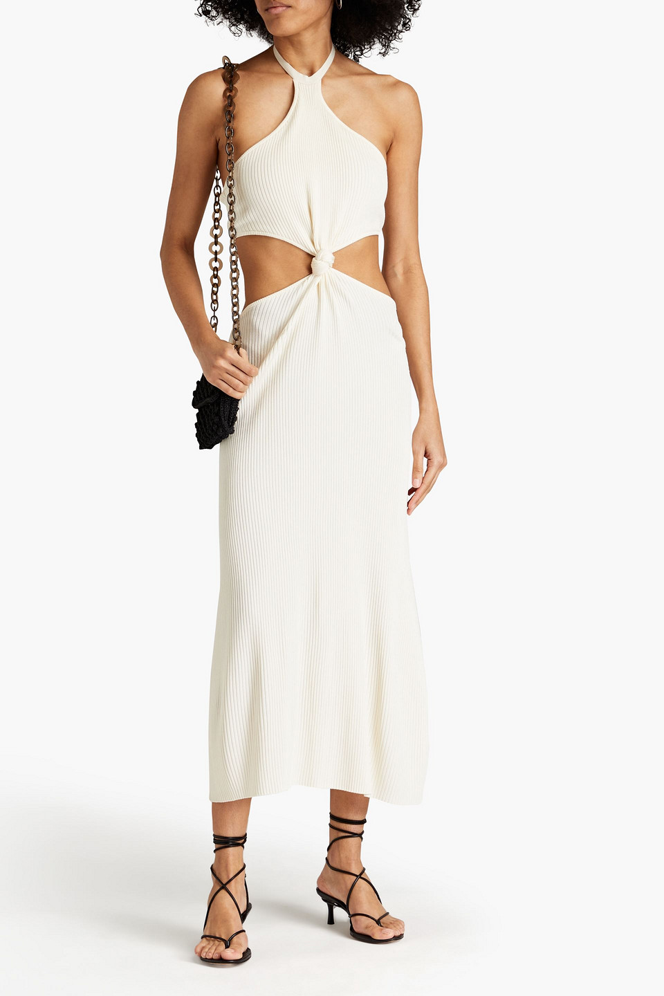 Cult Gaia Cameron Cutout Ribbed-knit Halterneck Midi Dress In Ivory