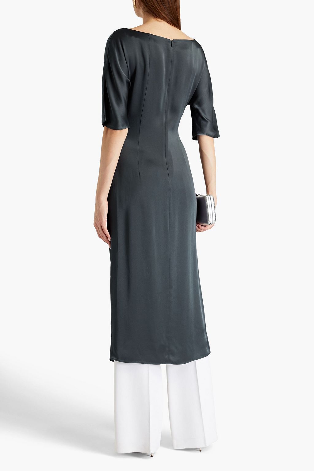 LAPOINTE Twist-front duchesse-satin tunic