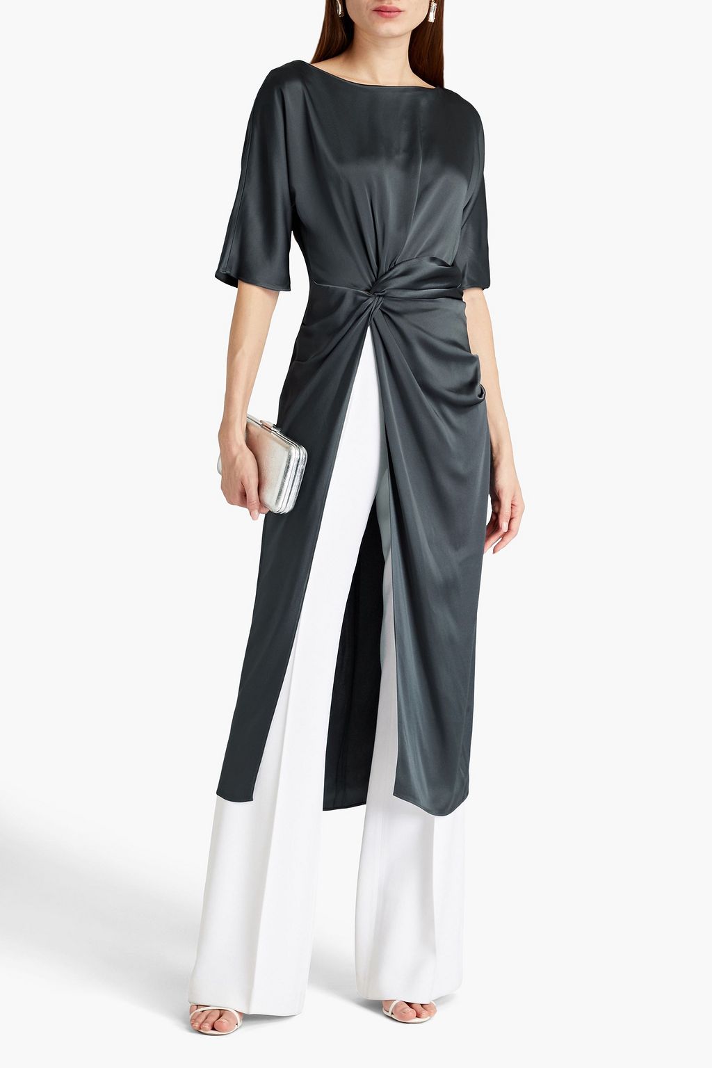 LAPOINTE Twist-front duchesse-satin tunic