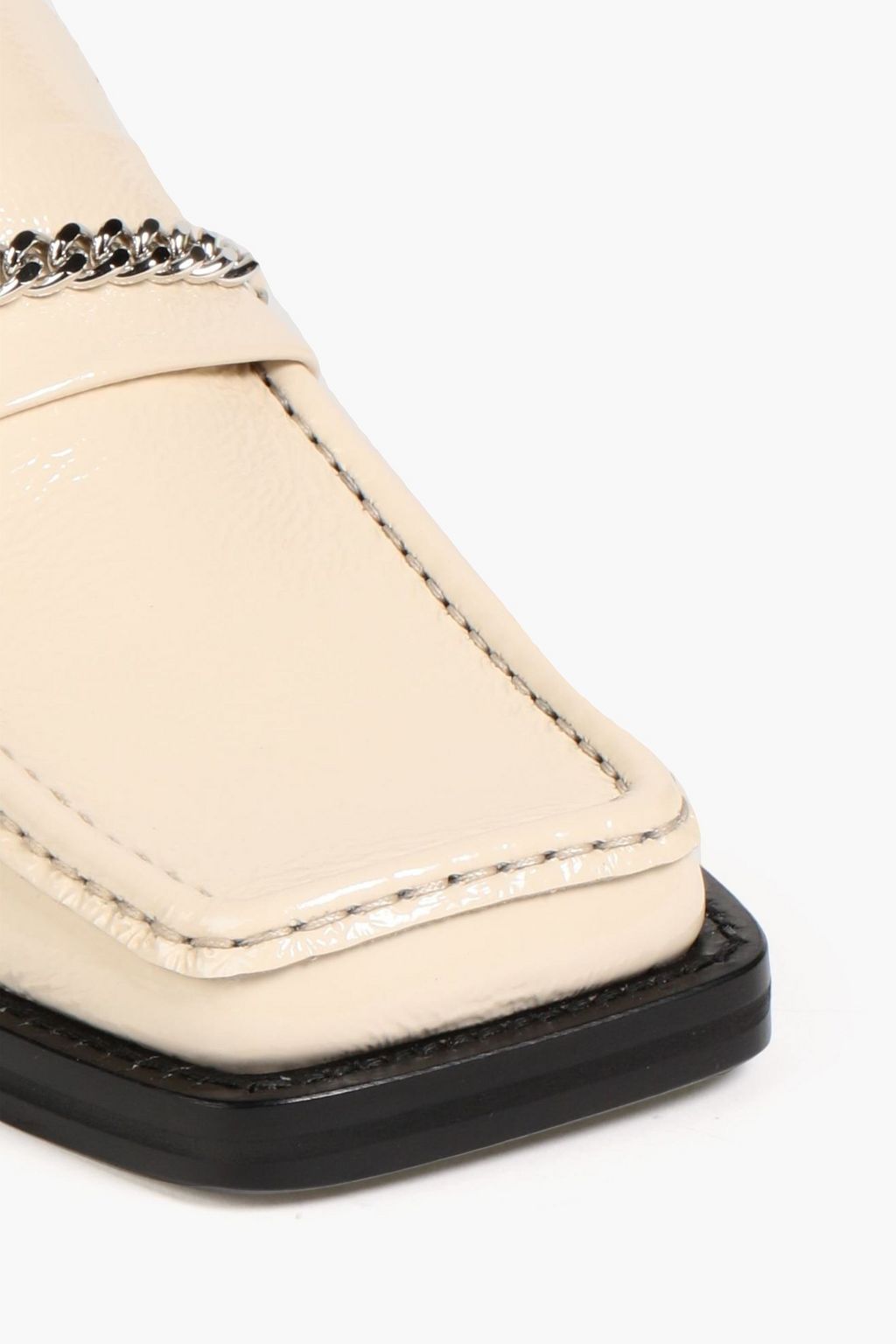 MARTINE ROSE Chain-embellished patent-leather loafers | THE OUTNET