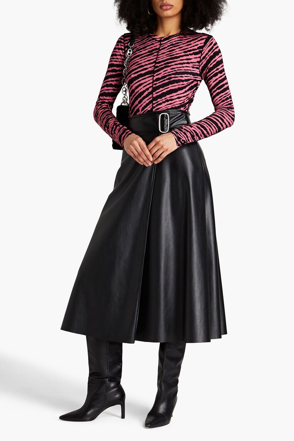 PROENZA SCHOULER توب من الجيرسيه المرن بنقوش الحمار الوحشي