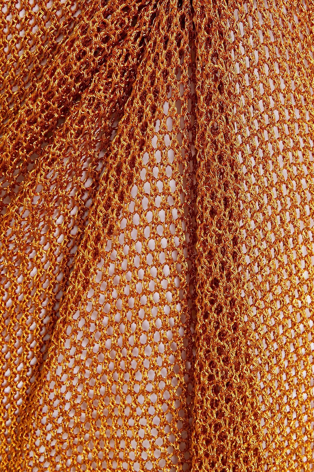 CULT GAIA Aili metallic crochet-knit halterneck midi dress