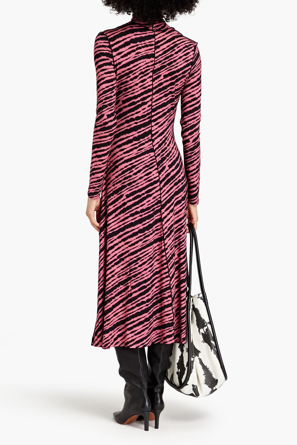PROENZA SCHOULER Zebra-print stretch-jersey turtleneck midi dress