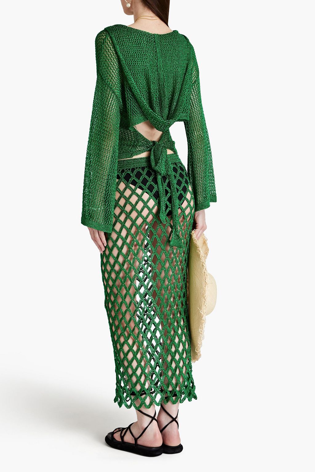 CULT GAIA Catherine cutout metallic crochet-knit top
