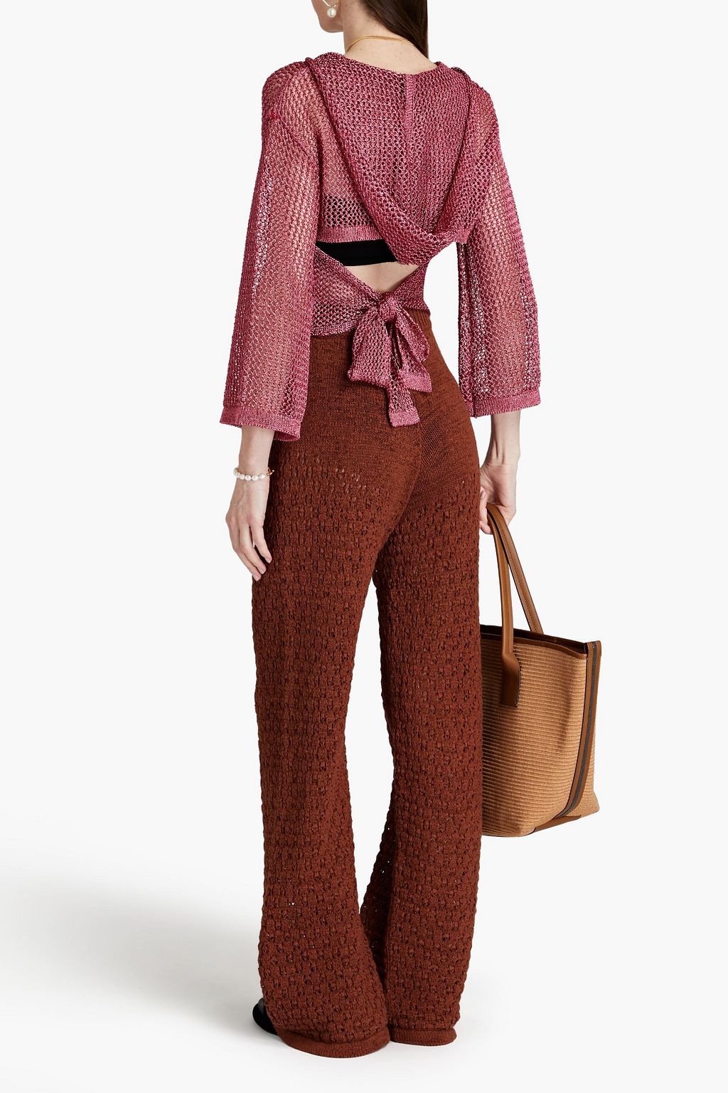 CULT GAIA Catherine cutout metallic crochet-knit top