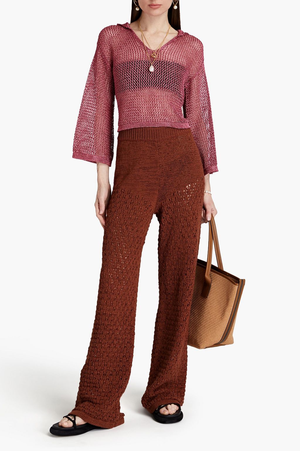 CULT GAIA Catherine cutout metallic crochet-knit top