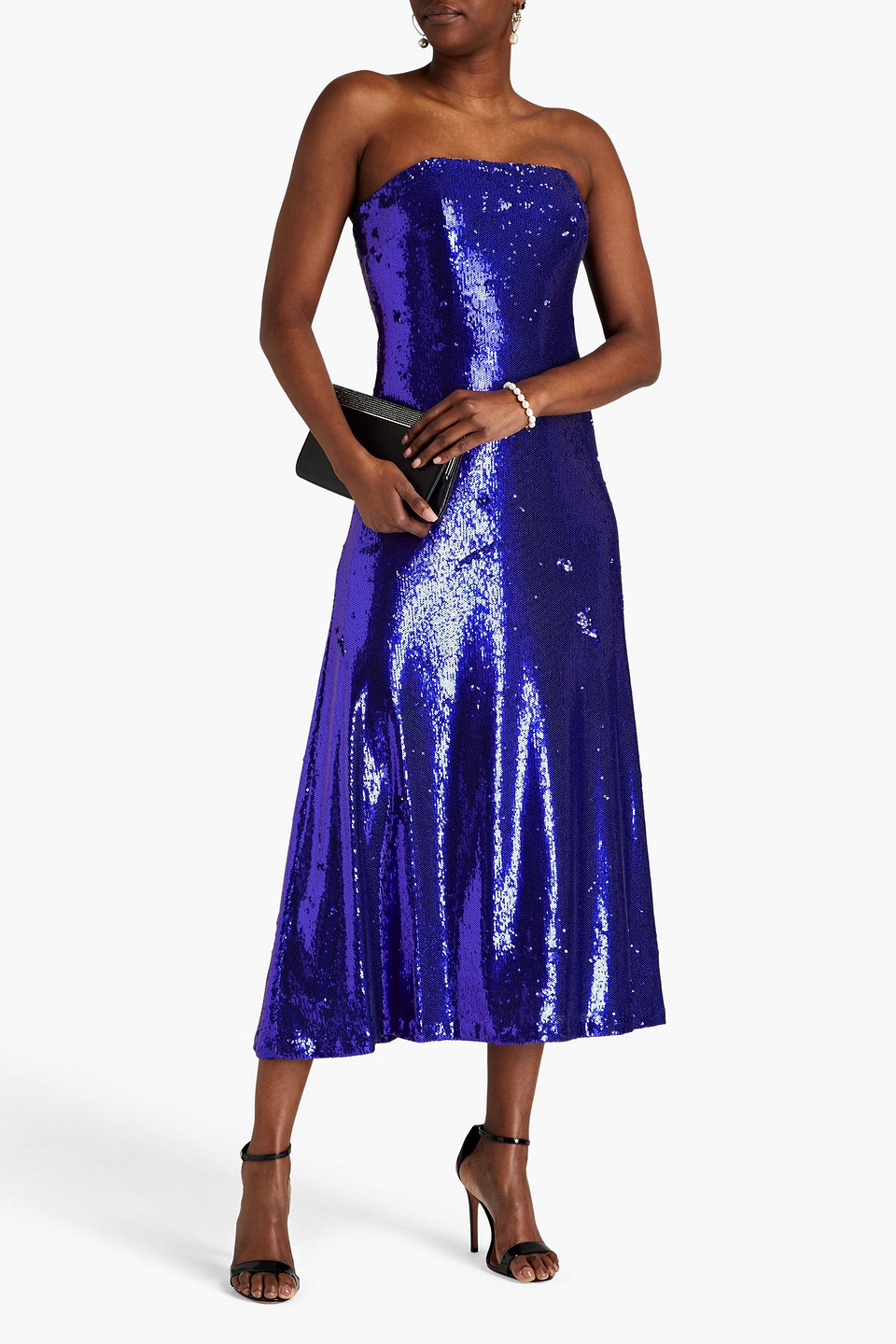  Halston - Talia Trägerloses Midikleid Aus Mesh Mit Pailletten - Lila - Us 0 