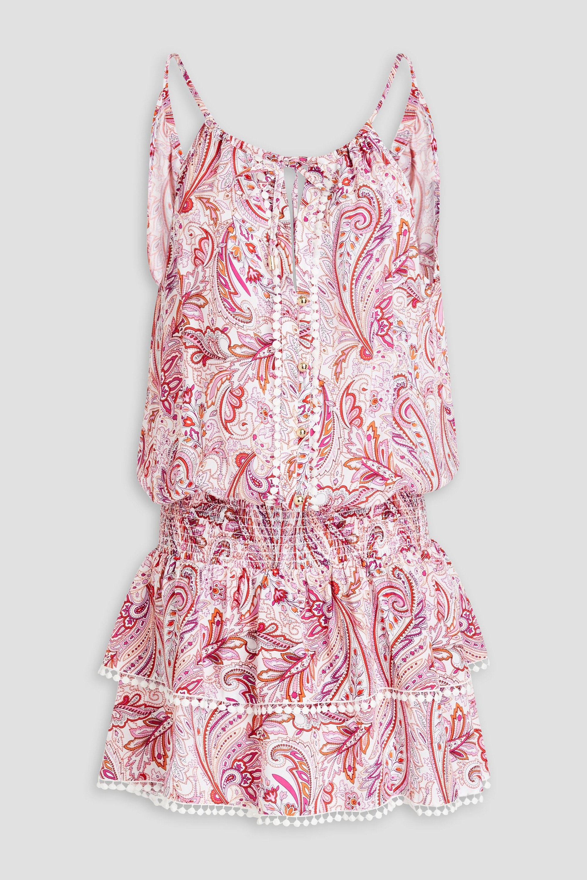 Melissa Odabash Rosa picot-trimmed paisley-print voile mini dress