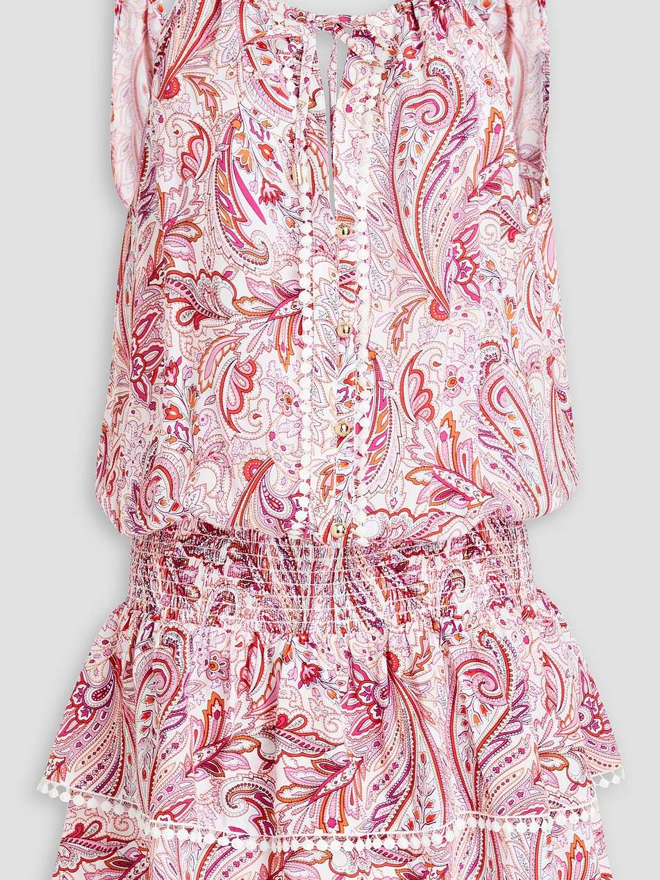 rosa picot-trimmed paisley-print voile mini dress