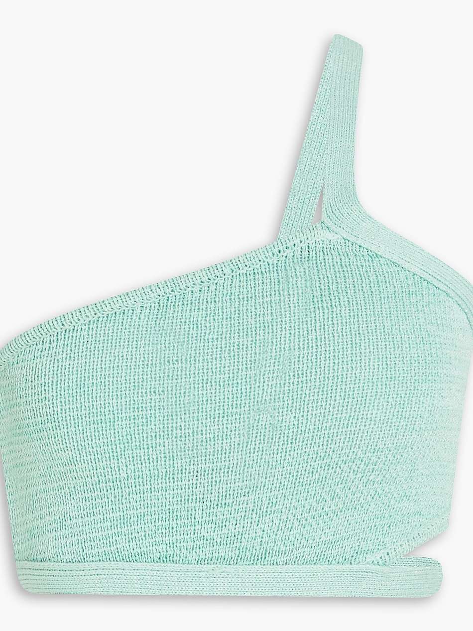 sanura one-shoulder cropped cotton-blend top