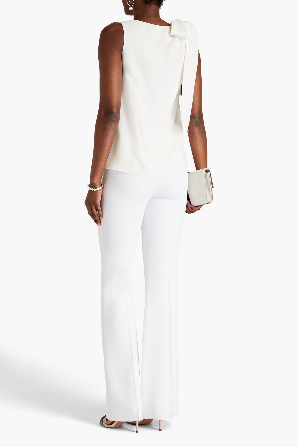 HALSTON クレープ トップス ドレープ入り ネオン