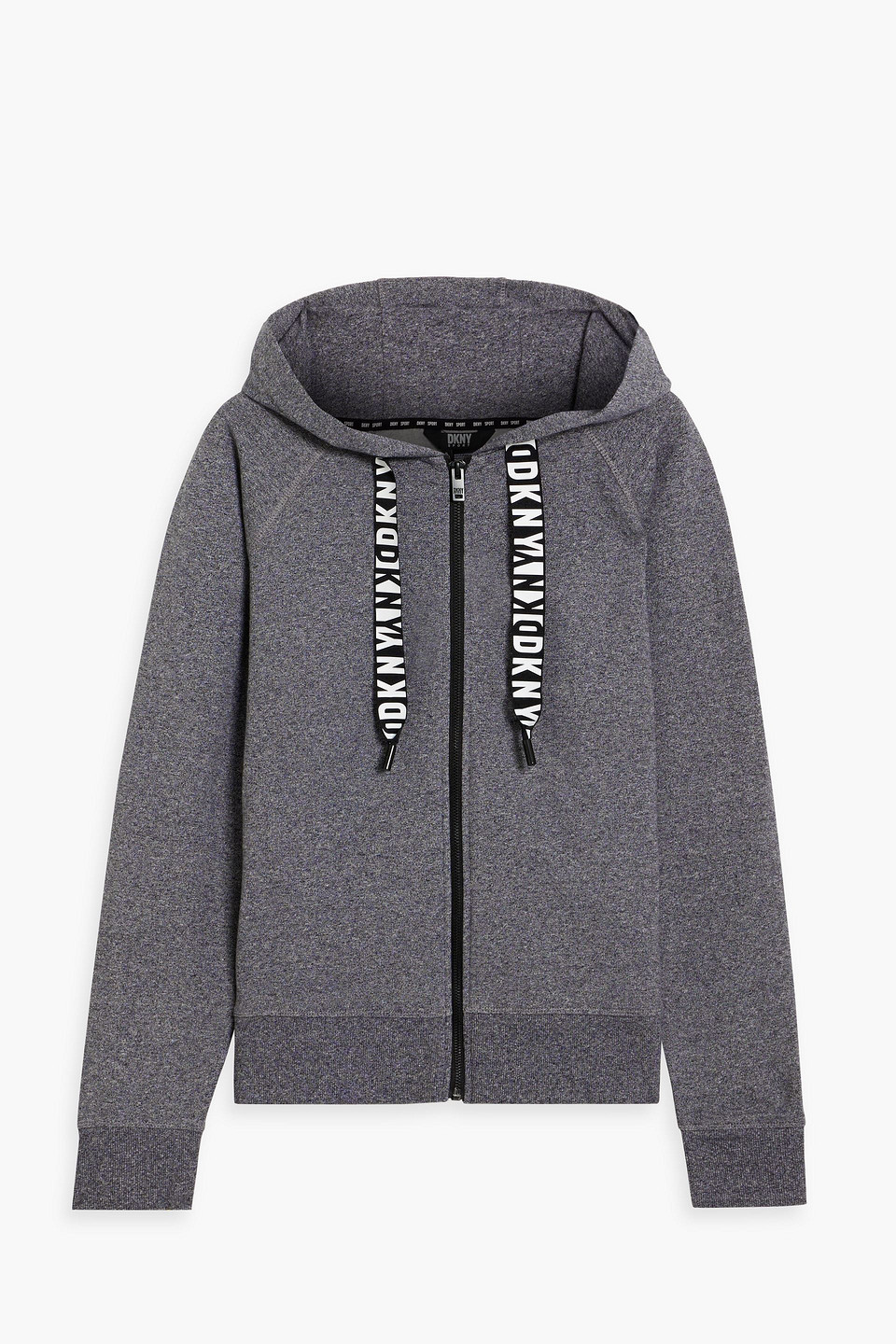 Dkny Sleepwear Cotton-blend Fleece Zip-up Hoodie In Anthracite