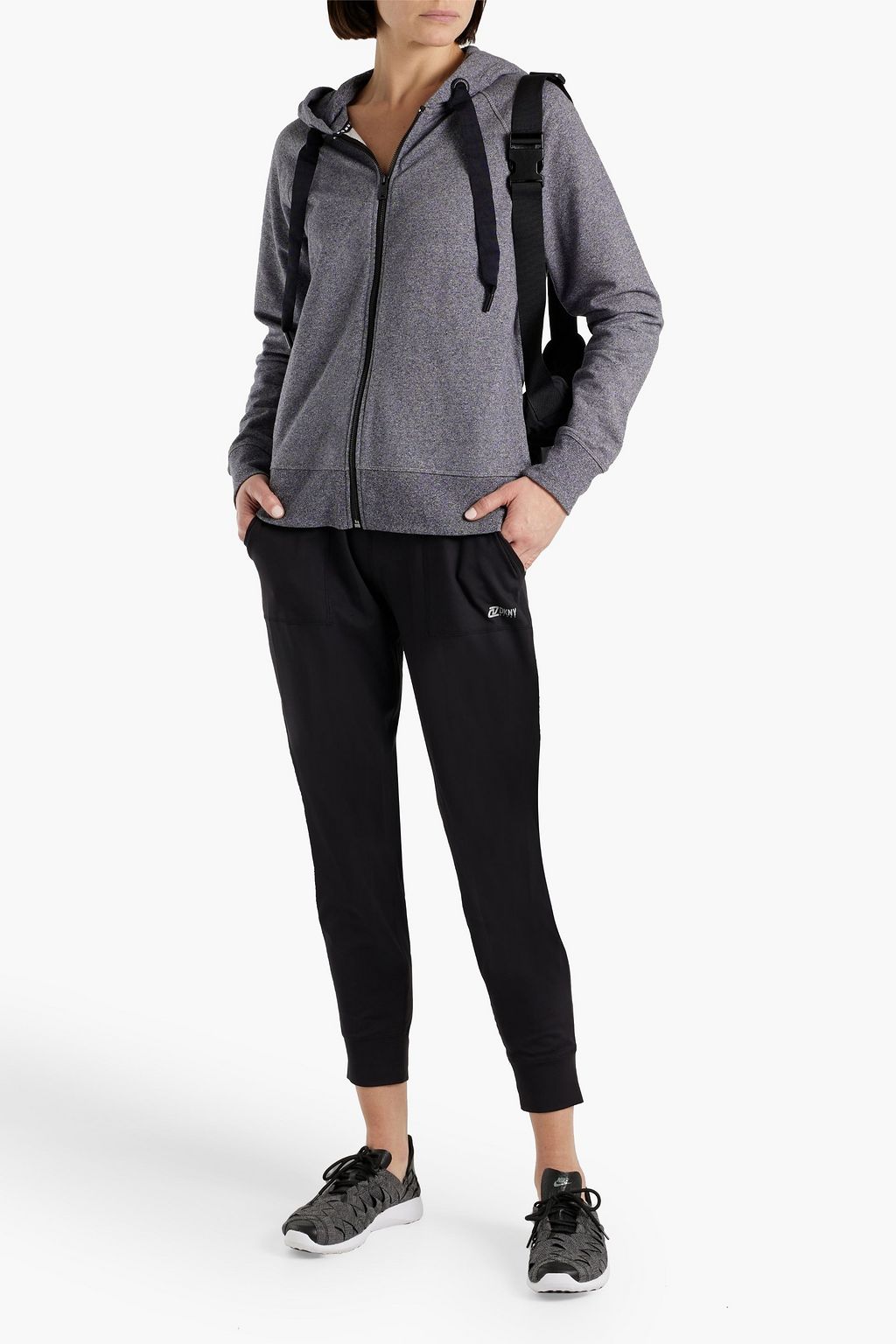 DKNY Cotton-blend fleece zip-up hoodie