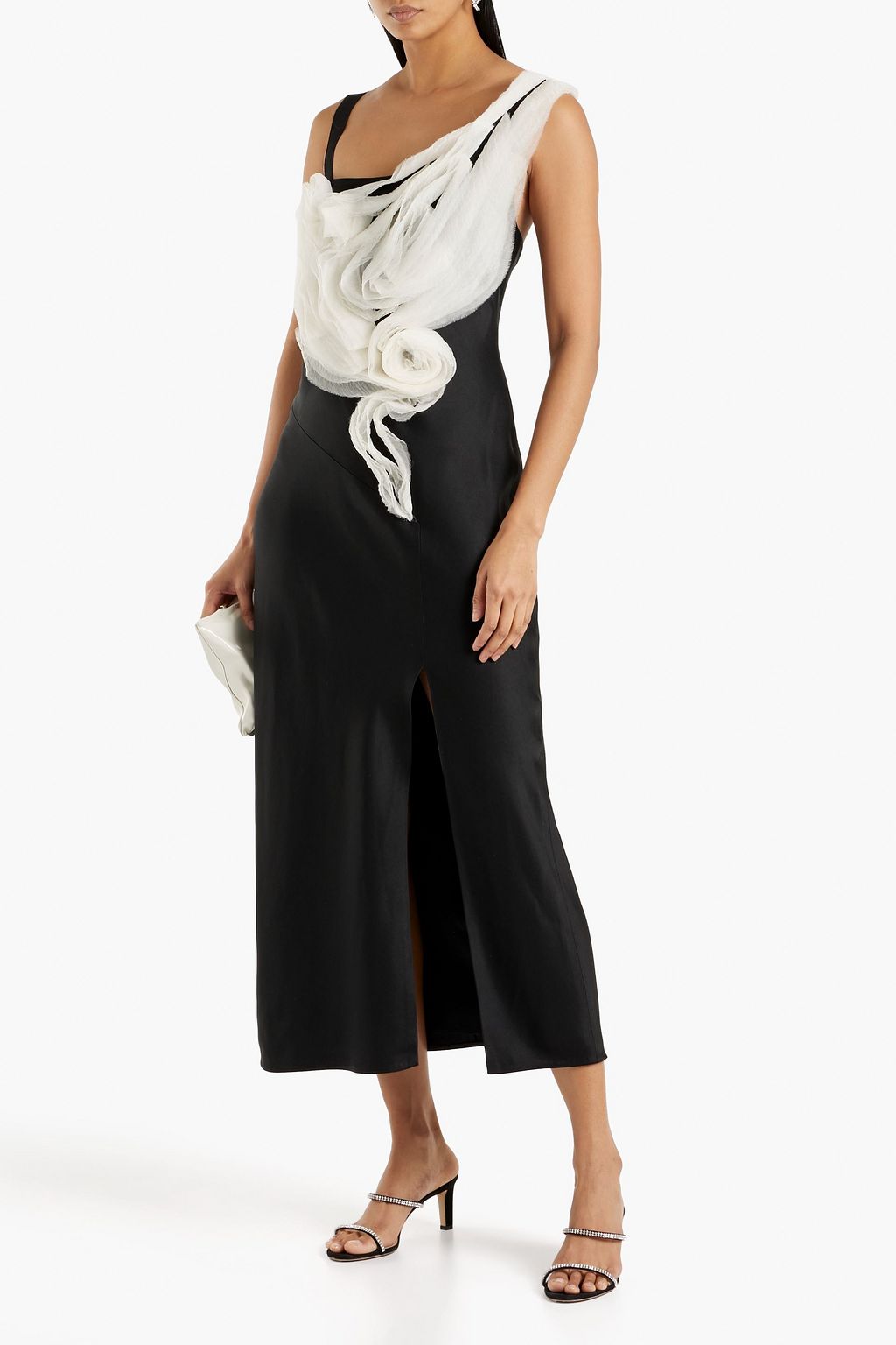 JASON WU COLLECTION Ruffled organza-trimmed satin-crepe midi dress