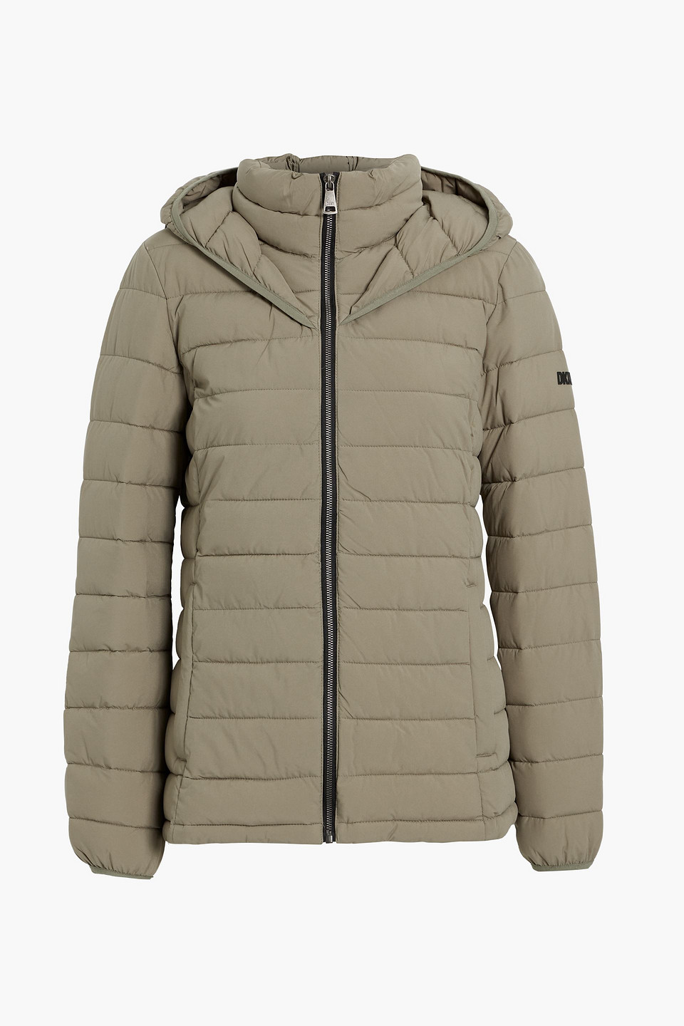 Dkny Sleepwear Quilted Shell Hooded Jacket In Sage Green