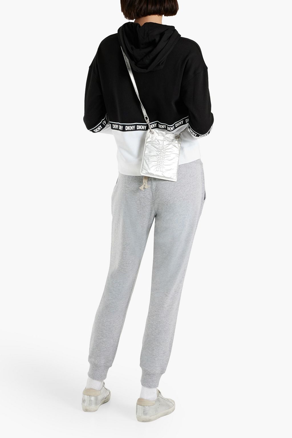 DKNY Two-tone stretch-cotton jersey hoodie