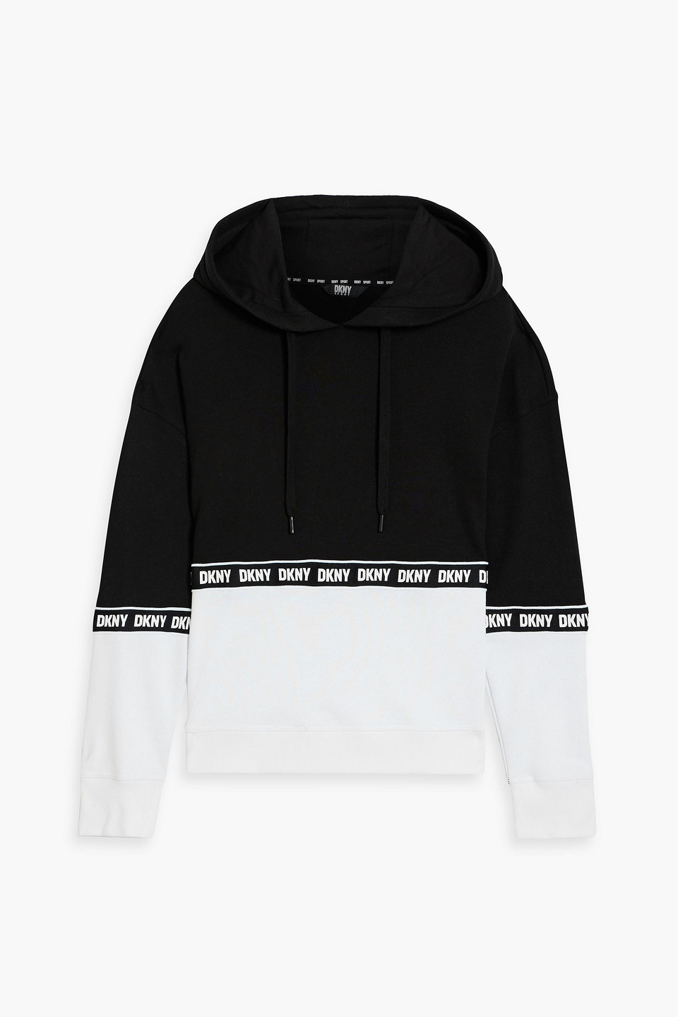Two-tone stretch-cotton jersey hoodie