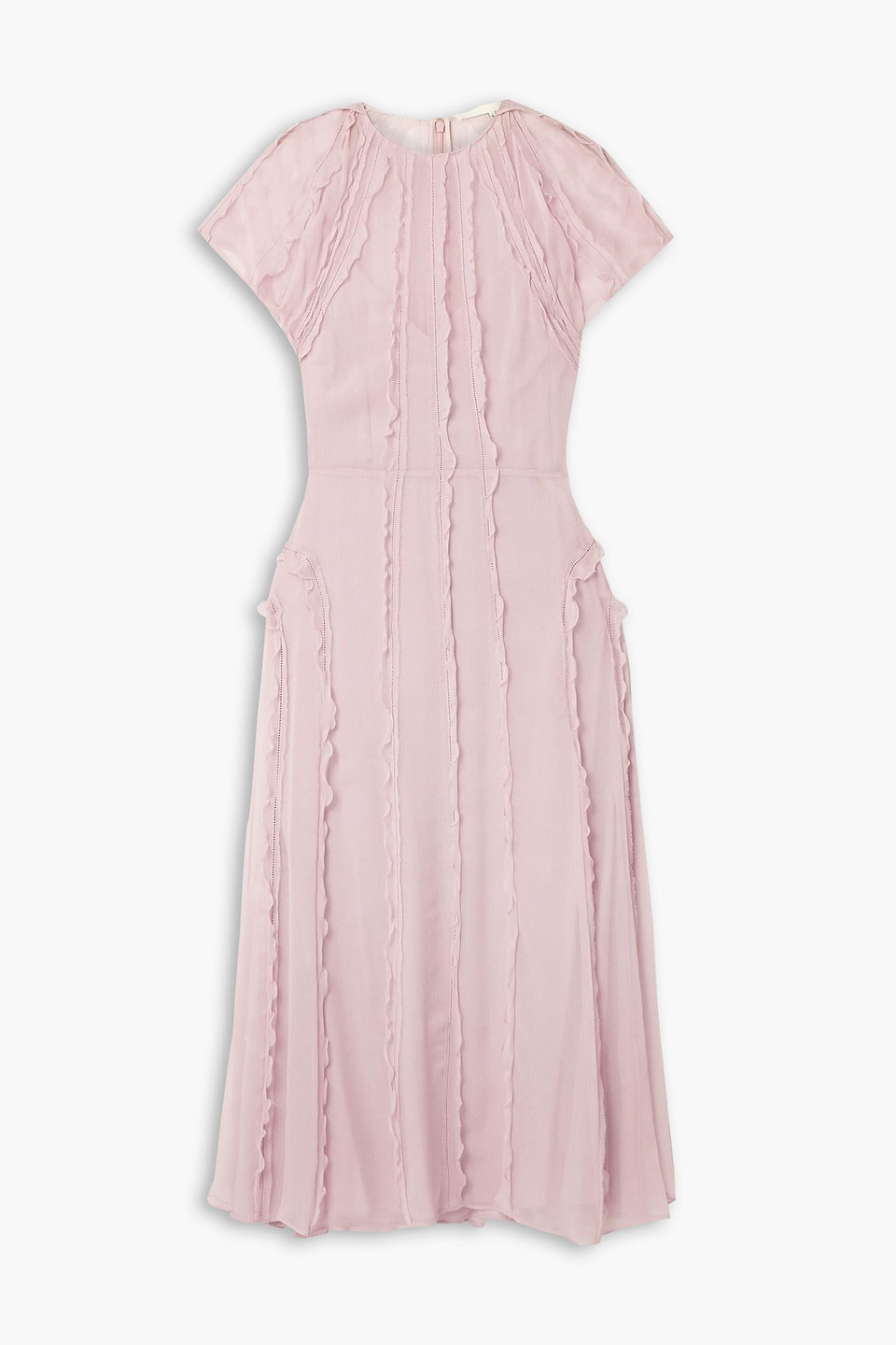 Ruffled silk-crepon midi dress